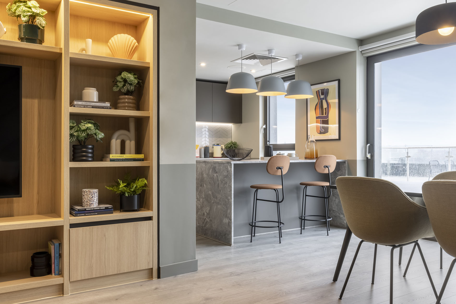 Kitchen area view from lounge Kitchen area view from lounge