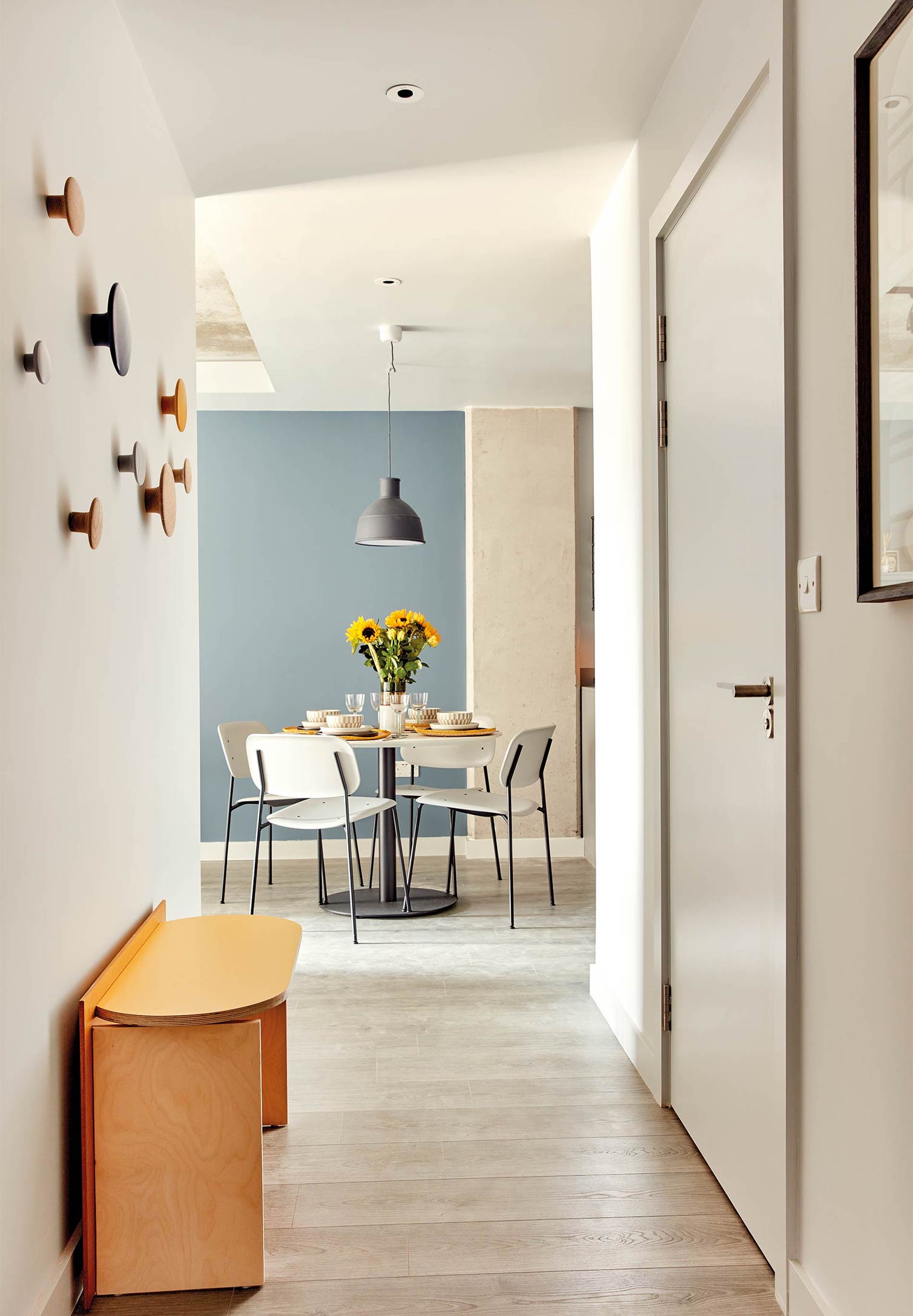 Hall area looking down to dining table Hall area looking down to dining table