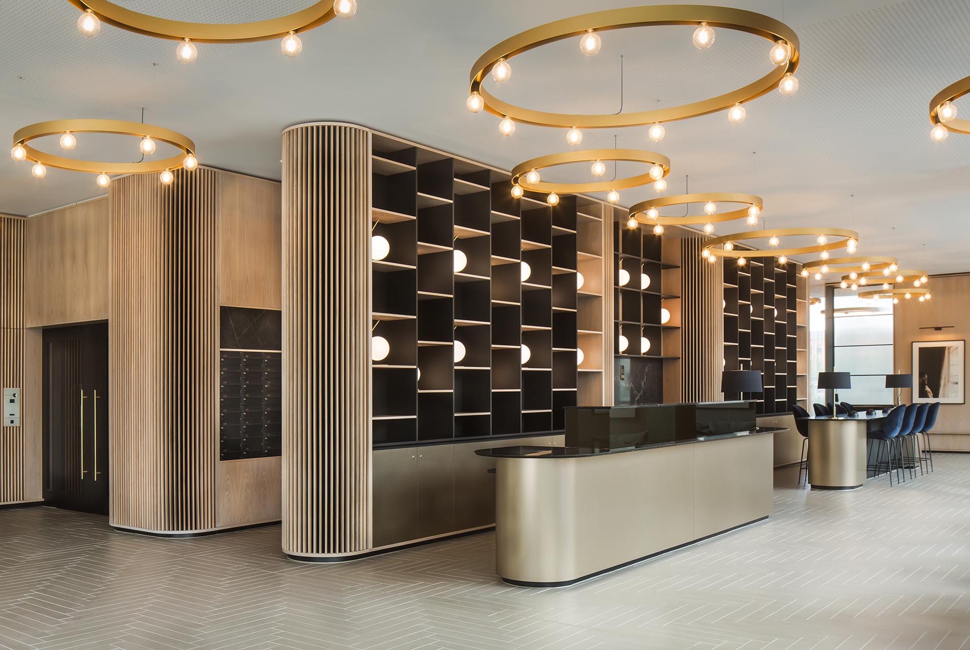 Lobby area with reception desk Lobby area with reception desk