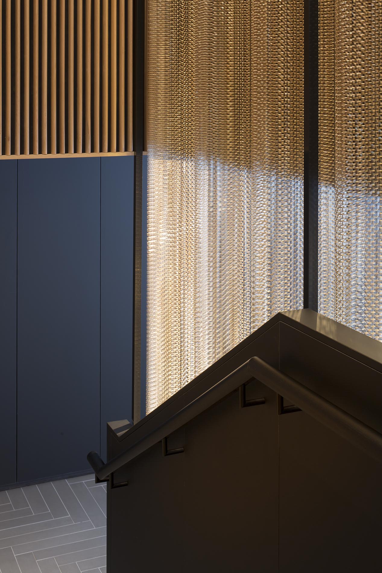 Stairs with chain curtains Stairs with chain curtains