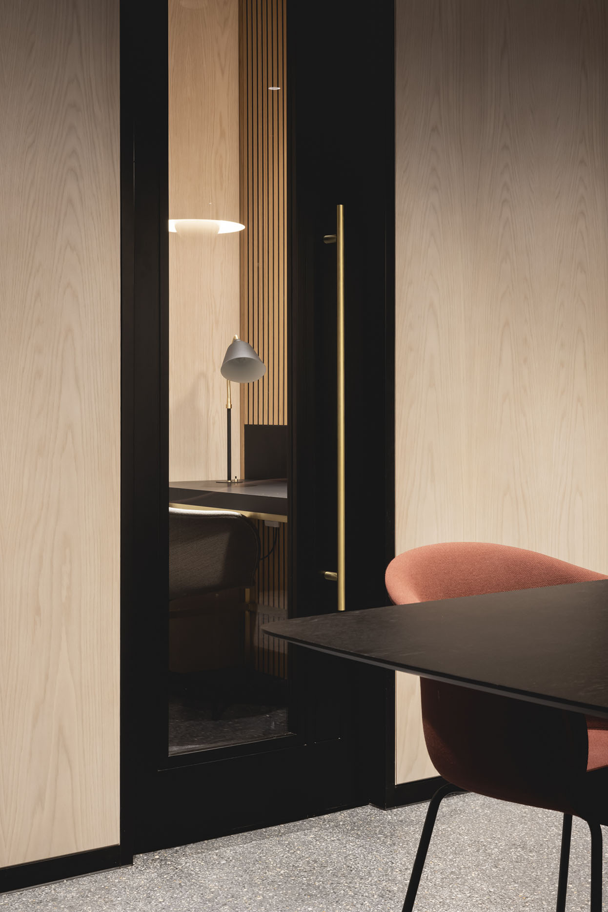 Door detail with desk and chair