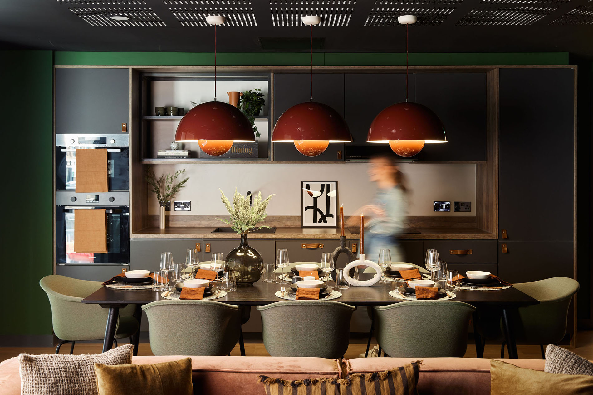 Large dining table set for 8 people