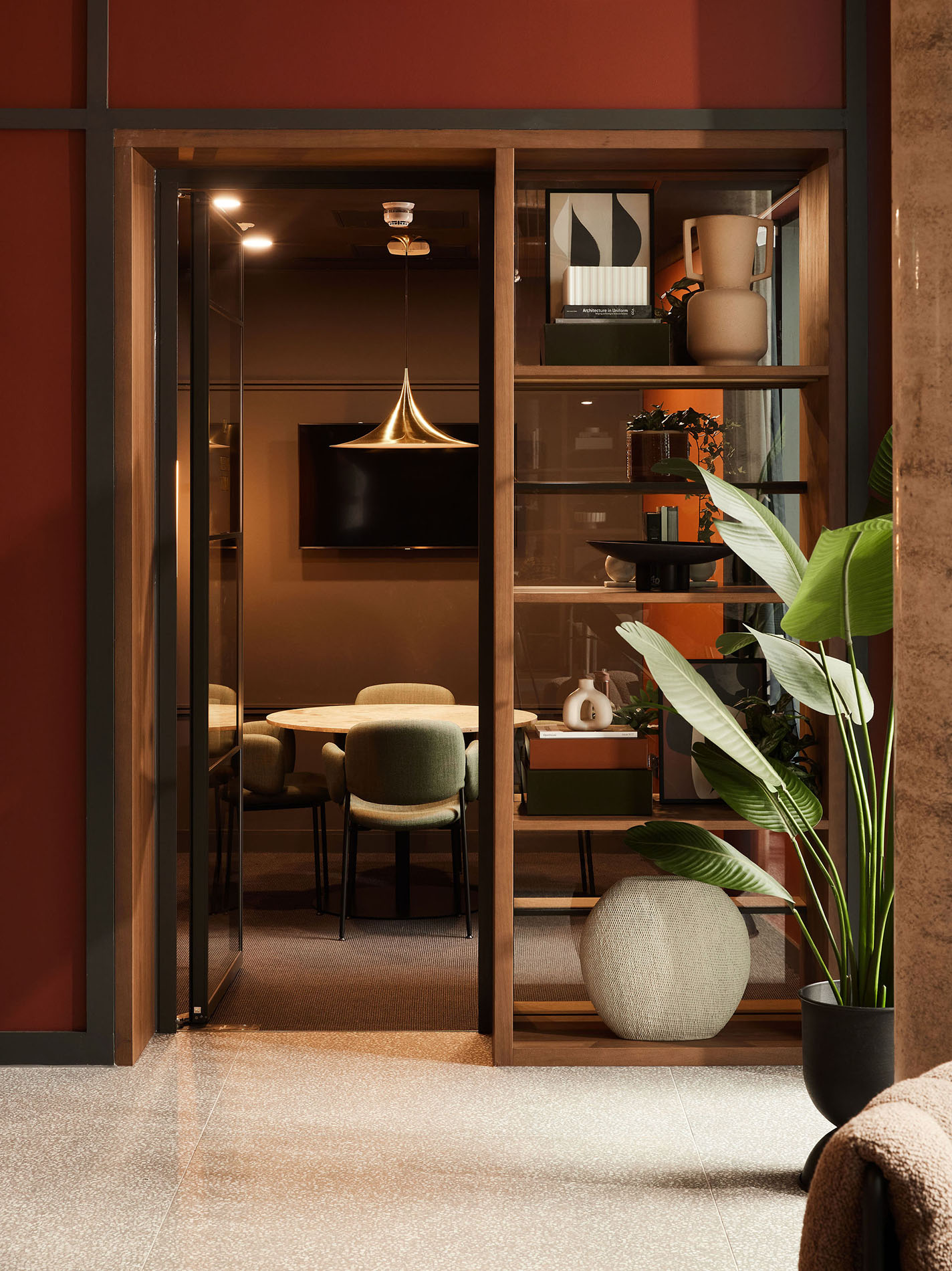 Meeting room with table and chairs