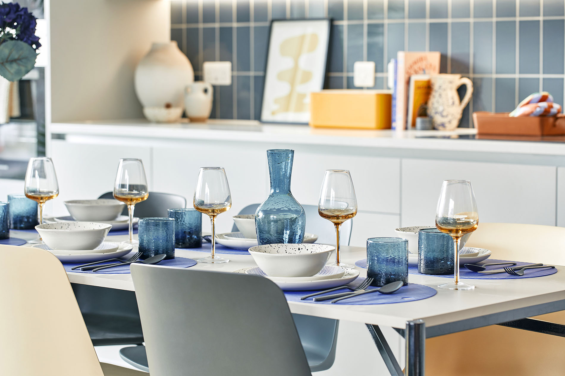 Dinging table set with wine