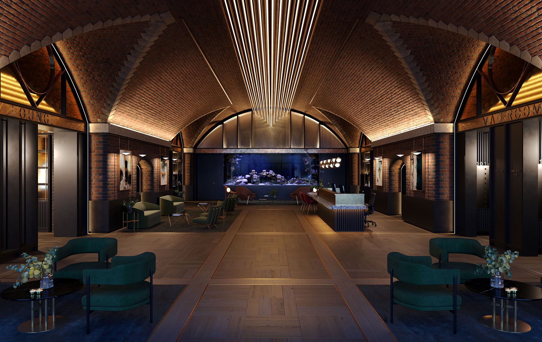 Lobby area with seating Lobby area with seating